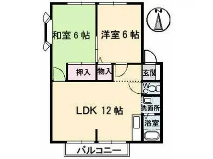 グリーンヒルズ太田 C棟(2LDK/2階)の間取り写真