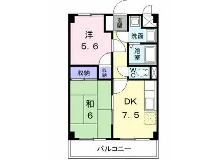 ハイツヤマシタ(2DK/2階)の間取り写真