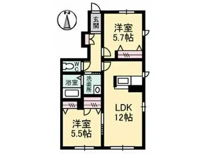 高松琴平電気鉄道志度線 八栗駅 徒歩75分 2階建 築11年(2LDK/1階)の間取り写真