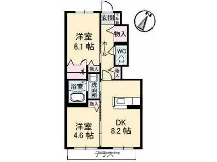 高松琴平電気鉄道琴平線 円座駅 徒歩15分 2階建 築16年(2DK/1階)の間取り写真