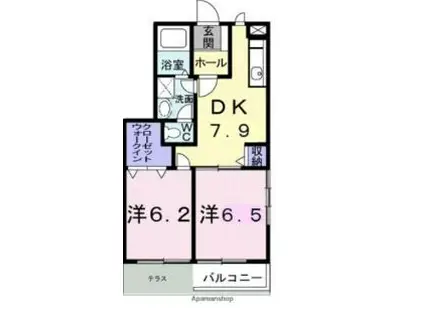 高松琴平電気鉄道琴平線 一宮駅 徒歩54分 2階建 築21年(2DK/1階)の間取り写真