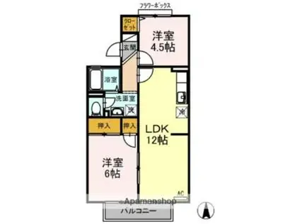 グレースヴィラA(2LDK/2階)の間取り写真