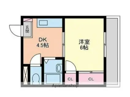 瀬戸海マンション(1DK/1階)の間取り写真