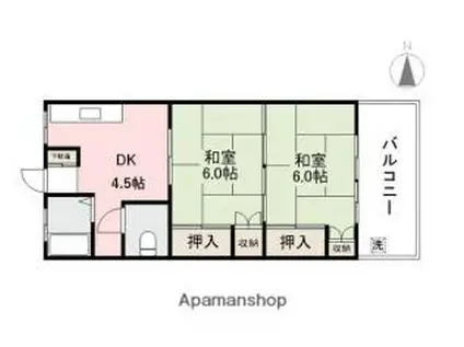 中山マンション(2DK/3階)の間取り写真