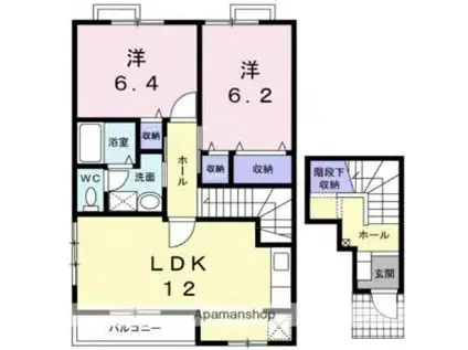 サニ-プロムナ-ドIII(2LDK/2階)の間取り写真