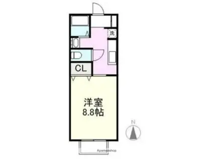 高松琴平電気鉄道琴平線 三条駅(高松) 徒歩1分 2階建 築25年(1K/1階)の間取り写真