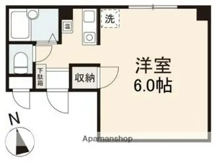 高松琴平電気鉄道長尾線 池戸駅 徒歩2分 4階建 築28年(ワンルーム/3階)の間取り写真
