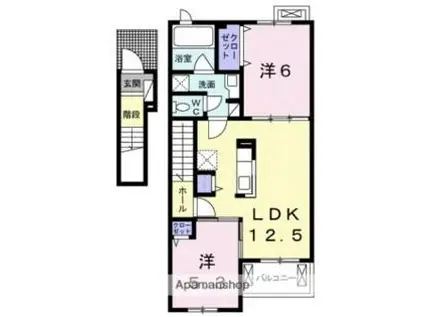 高松琴平電気鉄道長尾線 元山駅(高松) 徒歩35分 2階建 築9年(2LDK/2階)の間取り写真