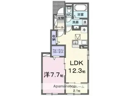 高松琴平電気鉄道志度線 八栗駅 徒歩3分 2階建 築1年(1LDK/1階)の間取り写真