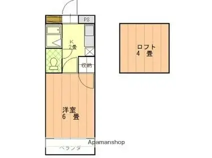 オレンジコート土居田(1K/4階)の間取り写真