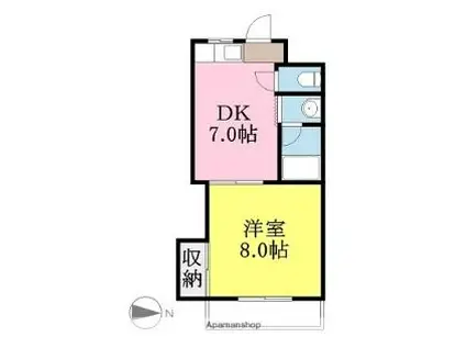 五十鈴マンション(1DK/4階)の間取り写真