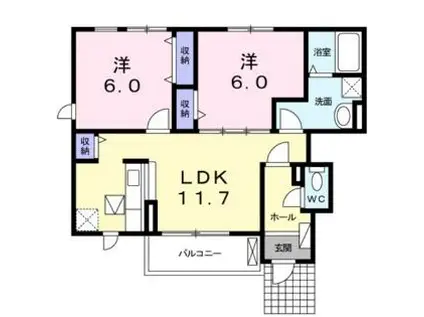 ミニヨンハウスSAYA(2LDK/1階)の間取り写真