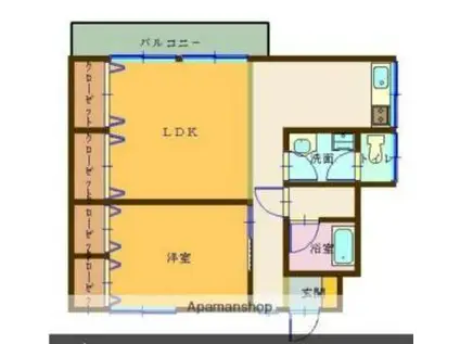 伊予鉄道高浜線 山西駅 徒歩14分 3階建 築51年(1LDK/1階)の間取り写真