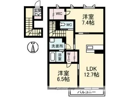 愛媛県松山市 2階建 築11年(2LDK/2階)の間取り写真