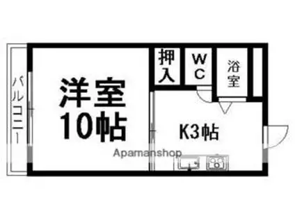 伊予鉄道高浜線 松山市駅 徒歩6分 2階建 築35年(1K/2階)の間取り写真