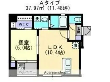 伊予鉄道本町線 本町４丁目駅 徒歩3分 7階建 築13年(1LDK/6階)の間取り写真