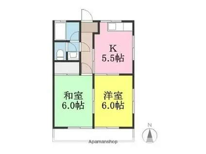 伊予鉄道横河原線 いよ立花駅 徒歩29分 2階建 築38年(2K/2階)の間取り写真