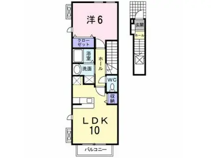 ピアチェーレA・K I(1LDK/2階)の間取り写真