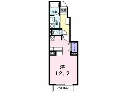 プラシードカーサI(ワンルーム/1階)の間取り写真