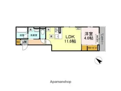 伊予鉄道横河原線 いよ立花駅 徒歩8分 3階建 新築(1LDK/1階)の間取り写真