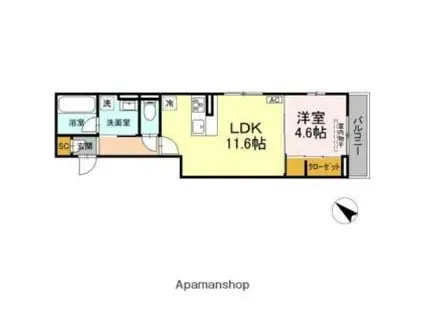 伊予鉄道横河原線 いよ立花駅 徒歩8分 3階建 新築(1LDK/2階)の間取り写真