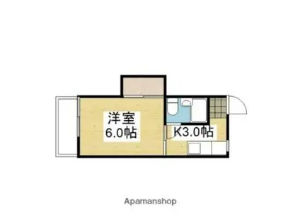 愛媛県松山市 3階建 築40年(1K/3階)の間取り写真