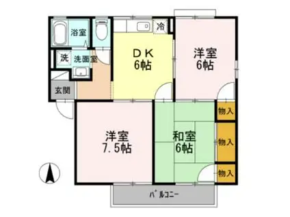 JR予讃線 鳥ノ木駅 徒歩8分 2階建 築33年(3DK/1階)の間取り写真