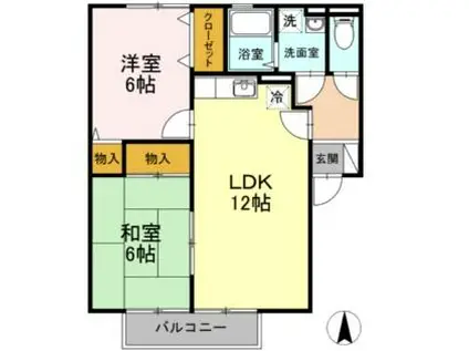 愛媛県松山市 2階建 築27年(2LDK/2階)の間取り写真