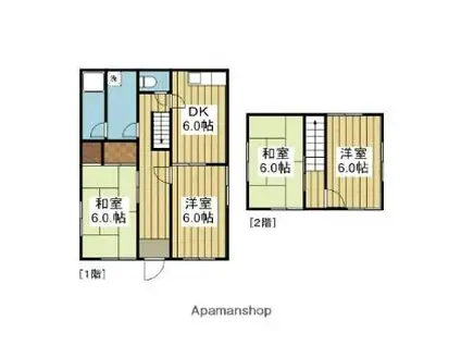 愛媛県松山市 2階建 築34年(4DK)の間取り写真