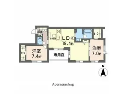 伊予鉄道横河原線 いよ立花駅 徒歩15分 3階建 築1年(2LDK/2階)の間取り写真