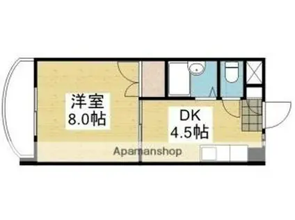 R5マンション(1DK/2階)の間取り写真