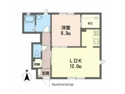 伊予鉄道横河原線 北久米駅 徒歩17分 2階建 築20年(1LDK/1階)の間取り写真