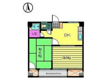 伊予鉄道横河原線 福音寺駅 徒歩11分 4階建 築40年(2DK/4階)の間取り写真