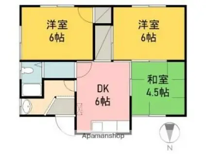 JR予讃線 市坪駅 徒歩18分 1階建 築36年(3DK)の間取り写真