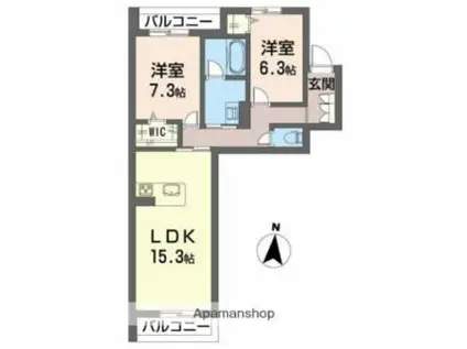 シャーメゾン小栗(2LDK/2階)の間取り写真