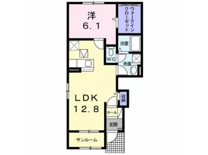 カサブランカ III(1LDK/1階)の間取り写真