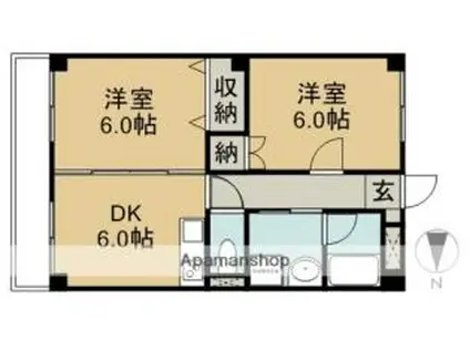 KATOIIマンション(2DK/2階)の間取り写真