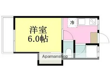 愛媛県松山市 2階建 築43年(1DK/1階)の間取り写真