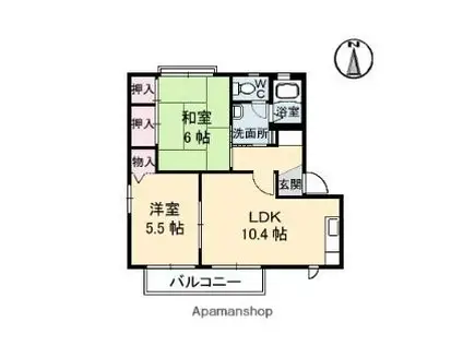 エルフォートA棟(2LDK/2階)の間取り写真