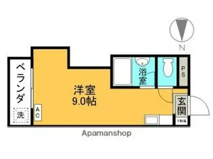伊予鉄道郡中線 鎌田駅 徒歩3分 3階建 築36年(ワンルーム/3階)の間取り写真