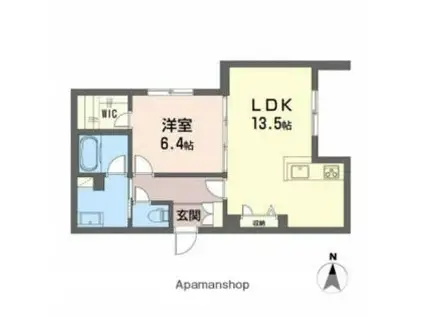 クールマノワール朝生田(1LDK/1階)の間取り写真
