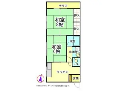 愛媛県大洲市 3階建 築56年(2K/2階)の間取り写真