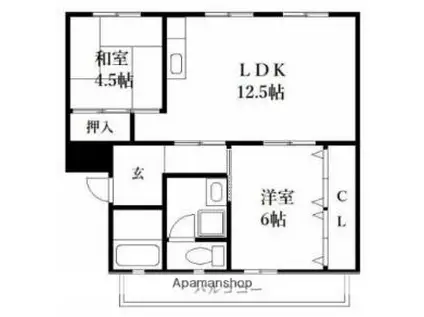 城戸ビル(2LDK/1階)の間取り写真