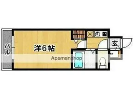福岡市地下鉄空港線 西新駅 徒歩8分 4階建 築26年(1K/3階)の間取り写真