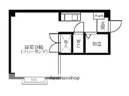 福岡市地下鉄空港線 西新駅 徒歩3分 3階建 築26年(ワンルーム/2階)の間取り写真
