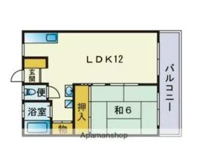 福岡市地下鉄七隈線 桜坂駅 徒歩30分 4階建 築47年(1LDK/1階)の間取り写真