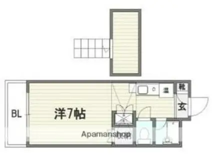 福岡市地下鉄空港線 室見駅 徒歩7分 3階建 築36年(ワンルーム/3階)の間取り写真