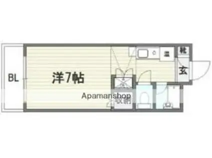 福岡市地下鉄空港線 室見駅 徒歩7分 3階建 築36年(1K/2階)の間取り写真
