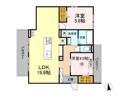 D-ROOM室見(2LDK/2階)の間取り写真