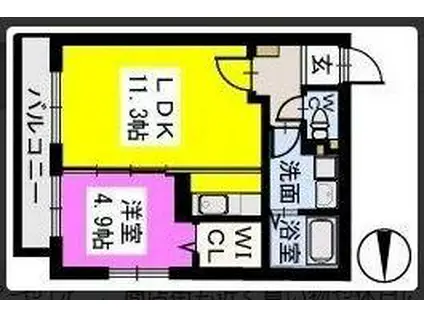 アーバンヒルズ城西(1LDK/2階)の間取り写真